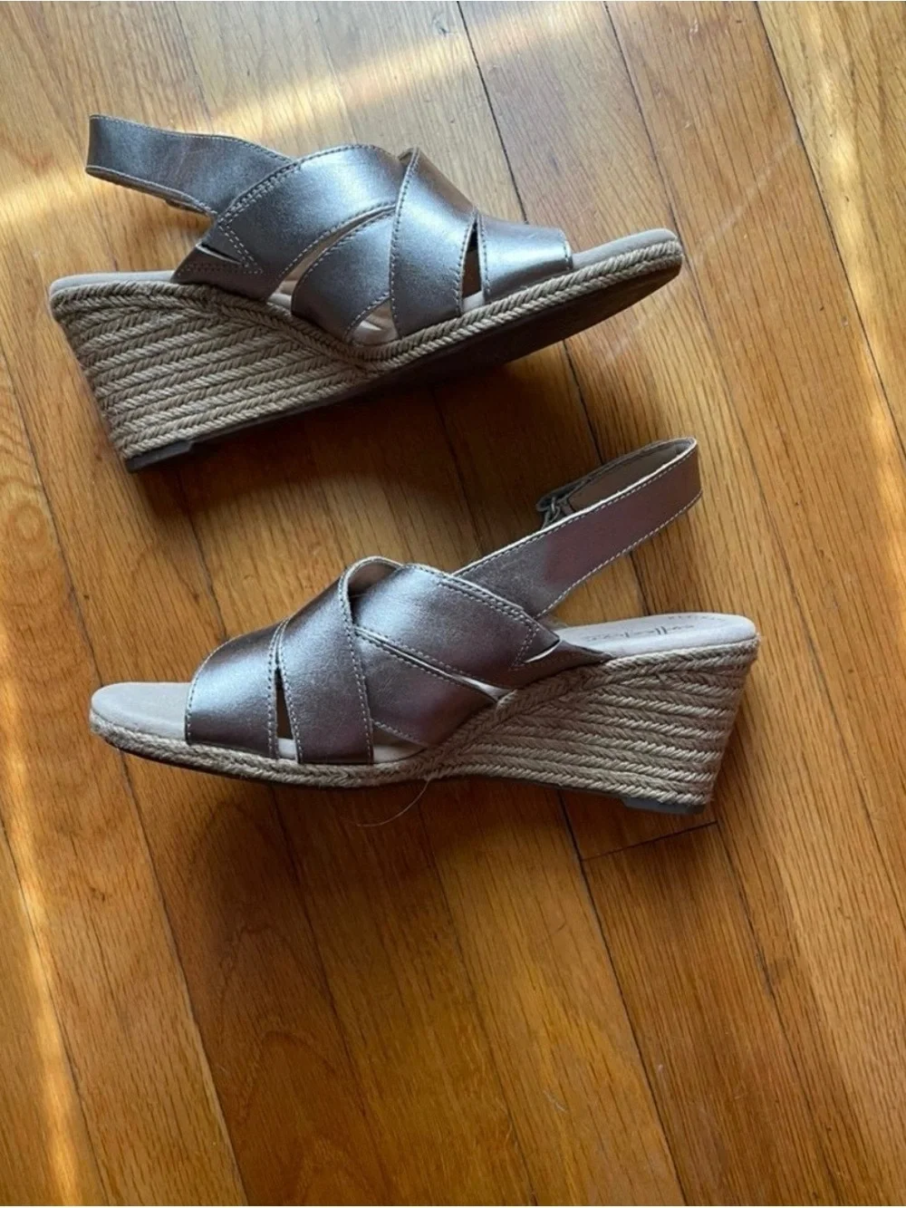 Clarks Metallic Slingback Wedge Sandals